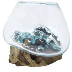 Molten Glass on Wood - Small Bowl