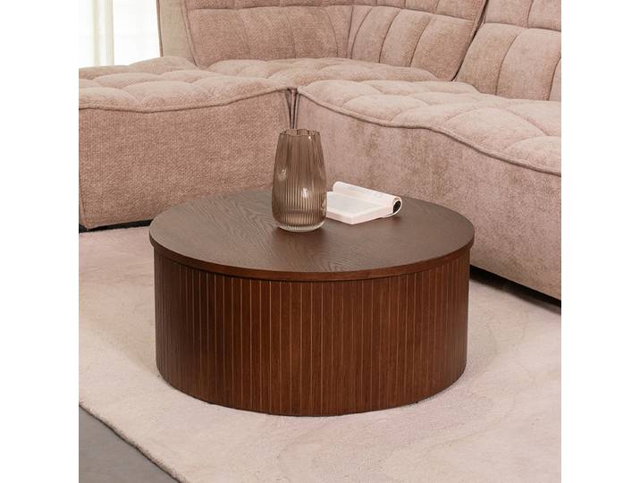 LABEL51 Salontafel Oliva - Walnoot - Eiken - 70 cm - Rond