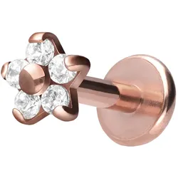 Titan Labret mit Innengewinde BLUME MIT 5 KRISTALLEN