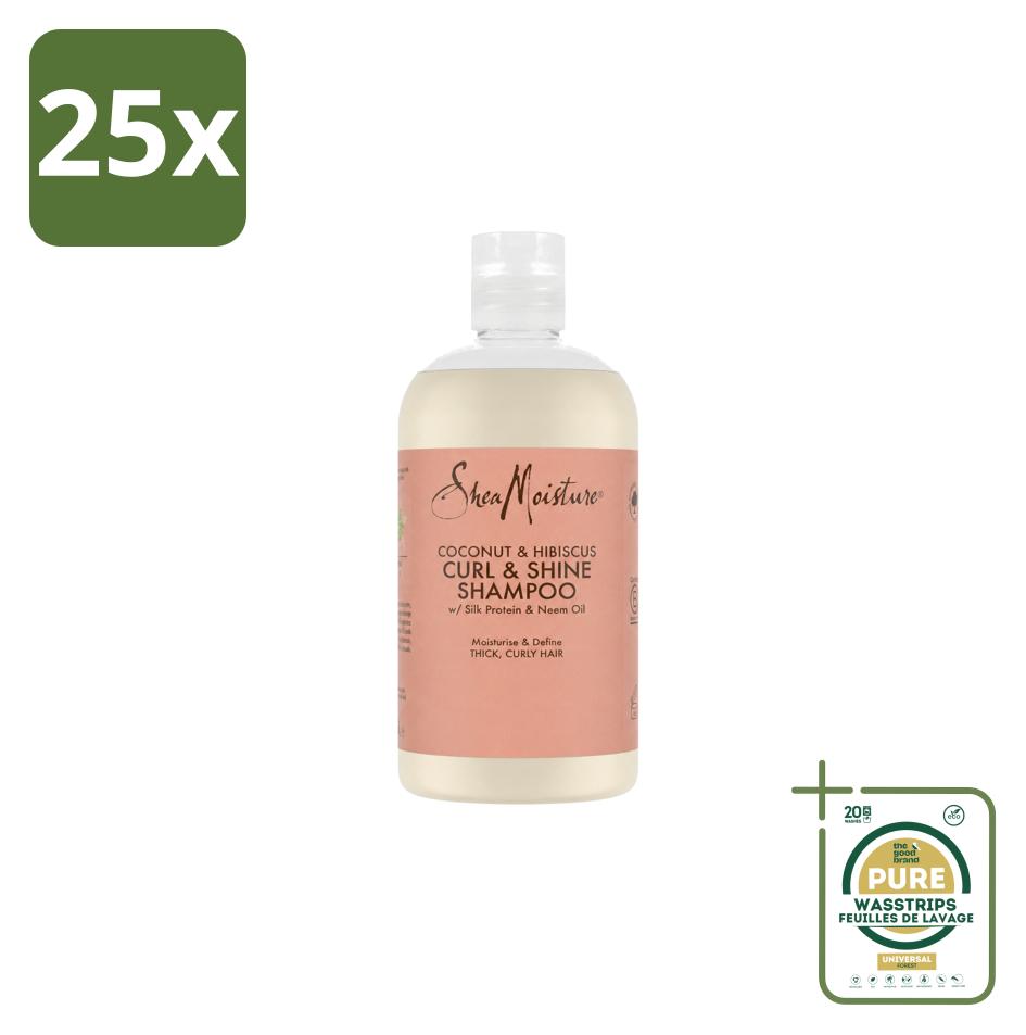 25 x Shea Moisture Coconut & Hibiscus Curl & Shine Shampoo 384 ml - Vorratspackung - 25 Stücke