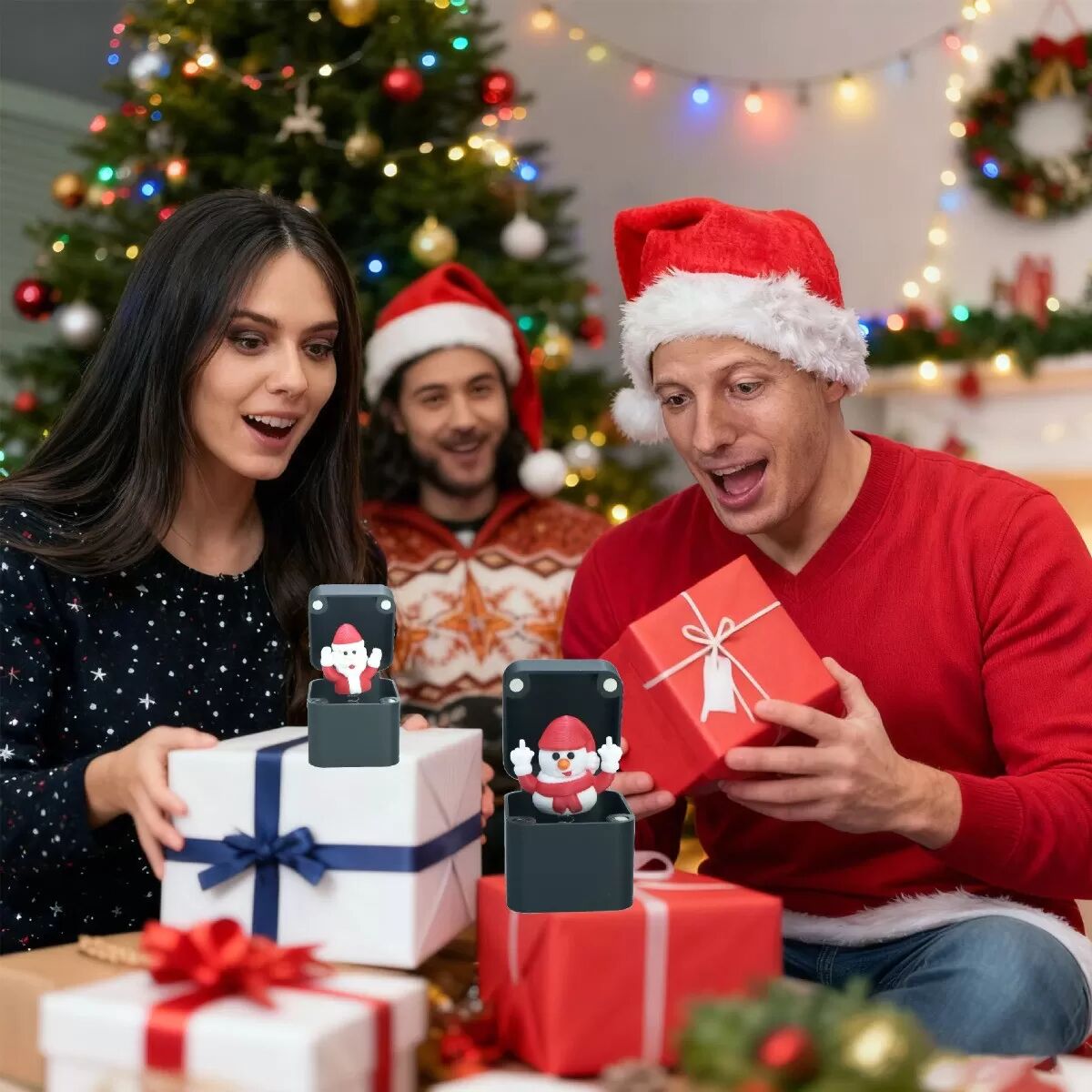 INF Boîte à Farces Renne de Noël Agitant - Cadeau Surprise Amusant pour Adultes