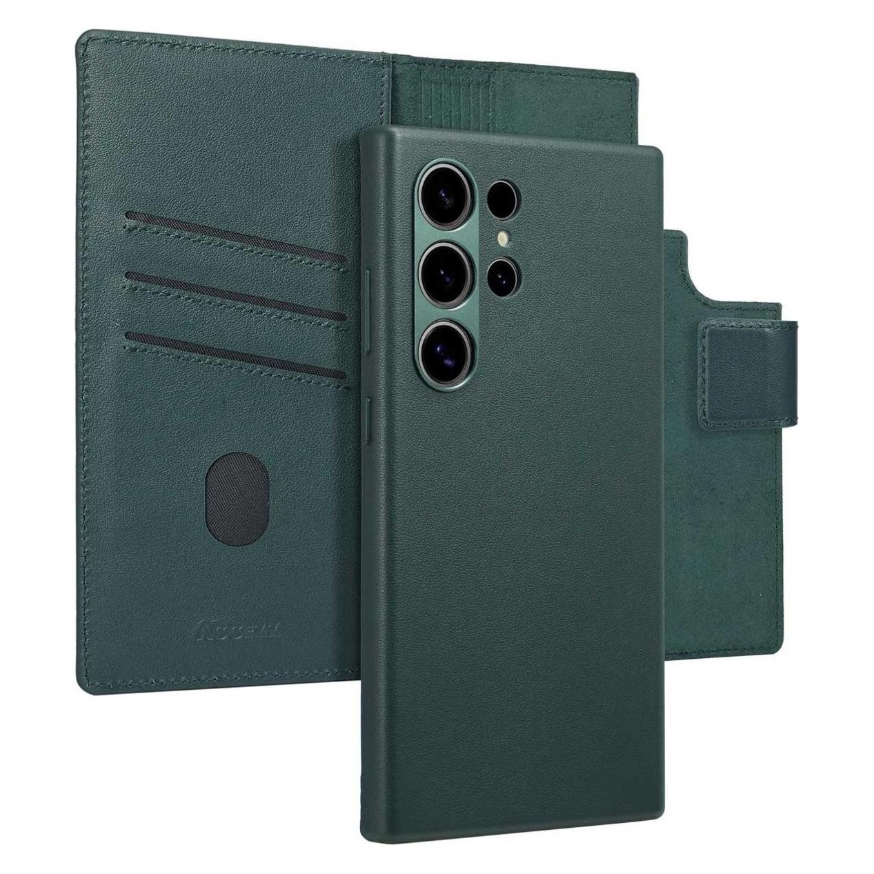Accezz Leather Bookcase 2-in-1 met MagSafe Samsung Galaxy S24 Ultra - Cedar Green (Samsung Galaxy S24 Ultra) (SH00069301)