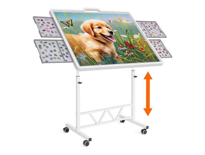 Lifewit Puzzlematte Höhenverstellbares Puzzlebrett drehbar mit feststellbaren Rollen., (Set), Höhenverstellbar, verstellbarer Winkel, leicht zu reinigen, robust