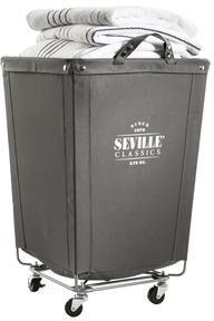 "Seville Classics Commercial Heavy-Duty Canvas Laundry Removable Basket Hamper with Wheels, 18.25"" D x 18.25"" W x 27.5"" H"