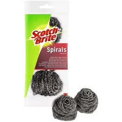 3M Scotch-Brite Edelstahl-Spirale IS3, klein, scheuerstark, für unempfindliche Oberflächen, Farbe: silber, 3er Pack