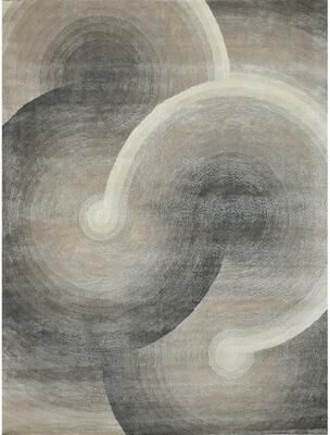 Exquisite Rugs Mitomo hand-tufted Wool/Bamboo Silk Charcoal/Ivory Area Rug