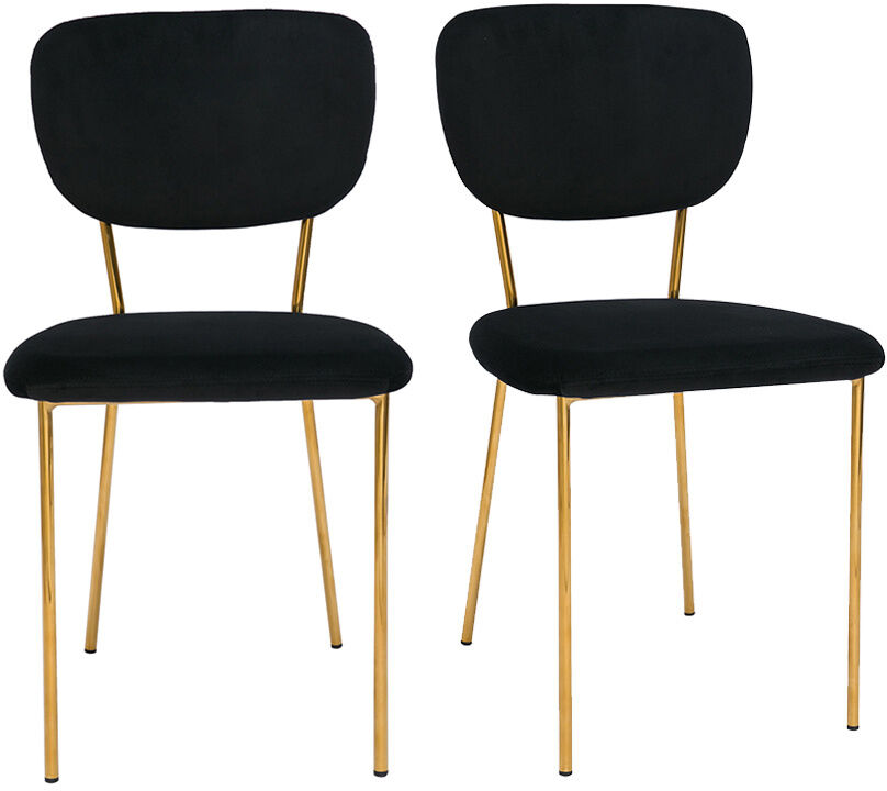 Miliboo Design-Stühle aus schwarzem Samt und vergoldetem Metall (2er-Set) LEPIDUS