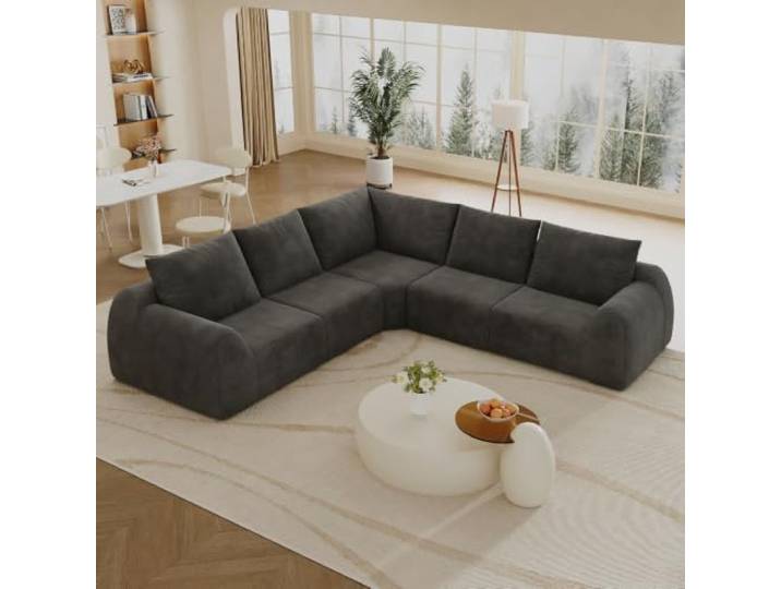 XINGNING Loveseat Kleinsofa Kompressionssofa Boneless Sofa, Platzsparend für Wohnzimmer Schlafzimmer und Wohnung, Montagefrei (5Seater-V-Shaped(Dark Gray))