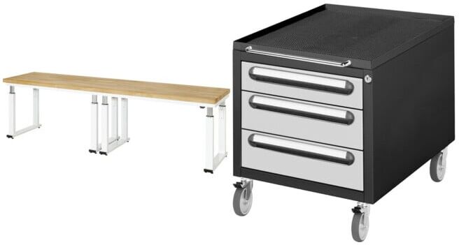 Set STIER Elektrisch Höhenverstellbare Werkbank Premium BxTxH...