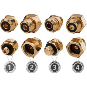 PELMOS Gasflaschen-Adapter JJ-U7AE-I5AV, Set, 4 Adapter für Europa, aus Messing, 4-teilig