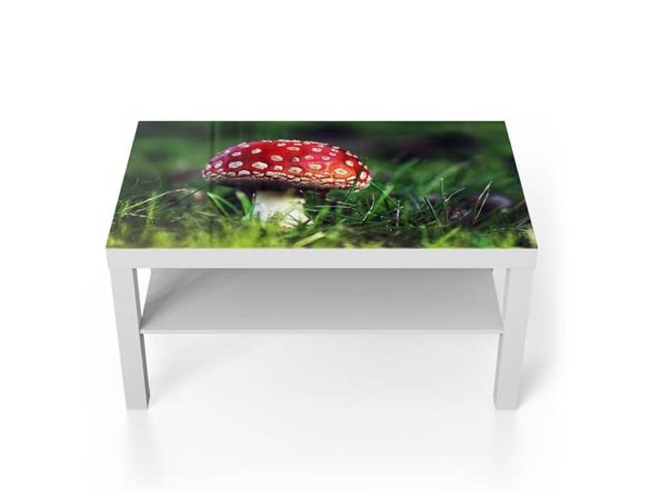 DEQORI Glastisch weiß groß 90x50 cm Motiv Roter Waldjuwel ausgefallener Beistelltisch aus Glas Hochglanz Couchtisch fürs Wohnzimmer moderner Couch Tisch mit Design