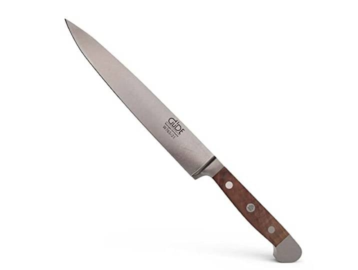 Güde Solingen - Schinkenmesser geschmiedet, 21 cm, Walnussholz, ALPHA WALNUSS, Tranchiermesser, Doppelkropf, Handmade Germany