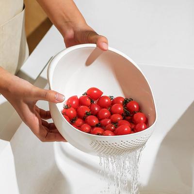 Multisell Products Hub Multifunctional Colander Rice Bowl Drain Basket With Handle Kitchen Organizer For Fruits, Vegetables & Grains premium White