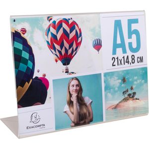 Exacompta Tischaufsteller Kristall 85059D, A5 quer, aus Acryl, L-Form, einseitig