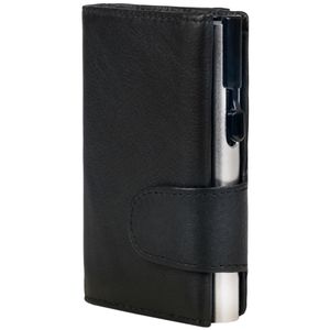 Clicksafe Kreditkartenetui Wallet, 961301, Echt Leder, für 9 Karten, schwarz, mit Münz- & Geldscheinfach, RFID Schutz