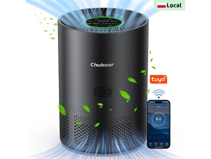 Purificateur d'air équipé d'un filtre HEPA H13, purificateur d'air domestique, élimine les odeurs, la fumée et les poils d'animaux, adapté aux chambres à coucher, CADR de 185 m³/h, convient à des