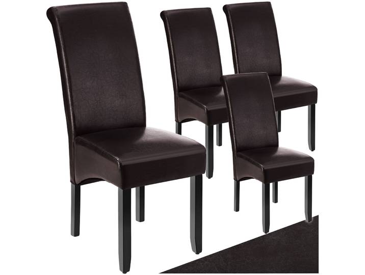 Esszimmerstuhl, ergonomisch, massives Hartholz - braun, 4er Set