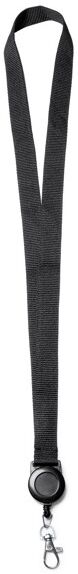 Lanyard publicitaire avec accessoire rétractable Sumba noir TAILLE UNIQUE ADULTE