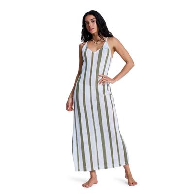 Strandkleid ROXY "Nalu Sunset", Damen, Gr. S, US-Größen, weiß (olivgrün), Obermaterial: 80% Polyester, 20% Viskose., Kleider Strandkleid