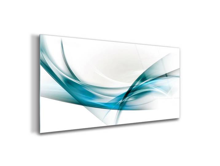 Tulup Glasbild 140x70 cm Linienkunst, Blau, Glas, 140x70 cm, Bilder & Rahmen, Bilder, Glasbilder
