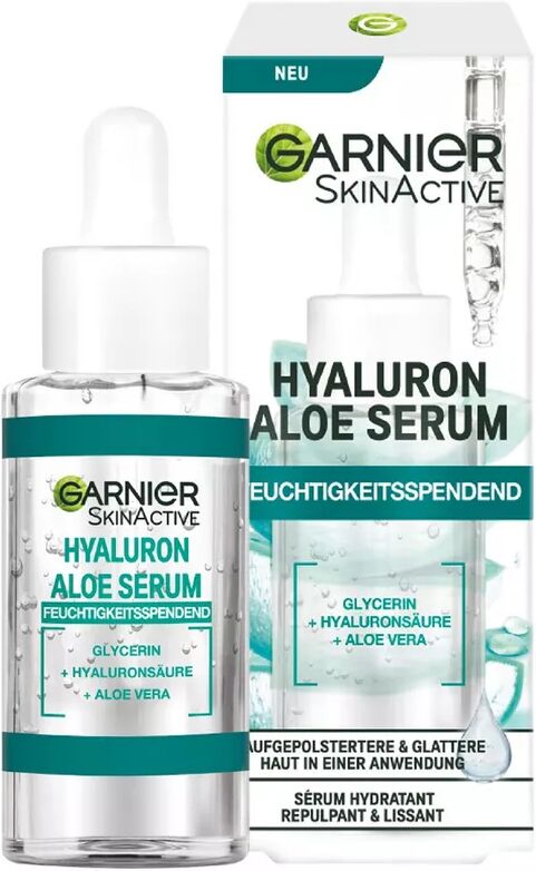 Garnier - SkinActive Hyaluron Aloe Serum mit Hyaluronsäure, Glycerin und Aloe vera – für eine intensiv feuchtigkeitsspendende Wirkung und erfrischte Haut, 30 ml