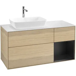 Villeroy & Boch Waschbeckenunterschrank Finion G81, Eckig Oak Veneer, 1200x603x501mm, mit Beleuchtung, SoftClosing, Push-to-open, 1 Waschbecken
