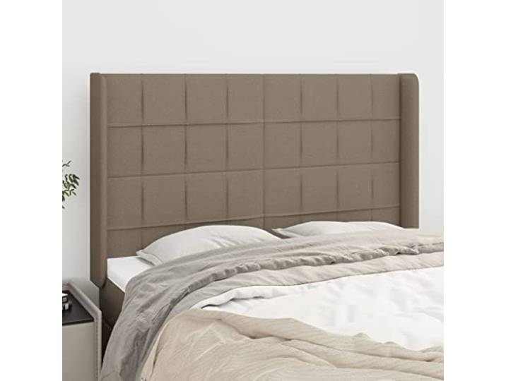 KTHLBRH Kopfteil aus Stoff, Taupe, klassisch, elegantes Design, komplett aus strapazierfähigem Material, atmungsaktiv, höhenverstellbar, Beine aus Lärchenholz
