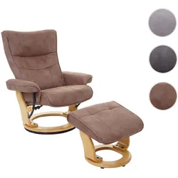MCA Relaxsessel Montreal, Fernsehsessel Hocker, Stoff/Textil 130kg belastbar ~ antikbraun, naturbraun