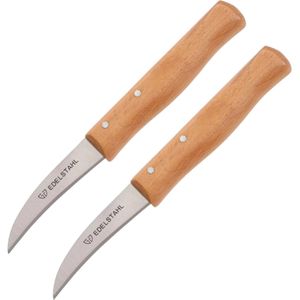 Gräwe Gemüsemesser 033.352 SK, Set, 6 cm Edelstahlklinge, Holzgriff, 2 Stück