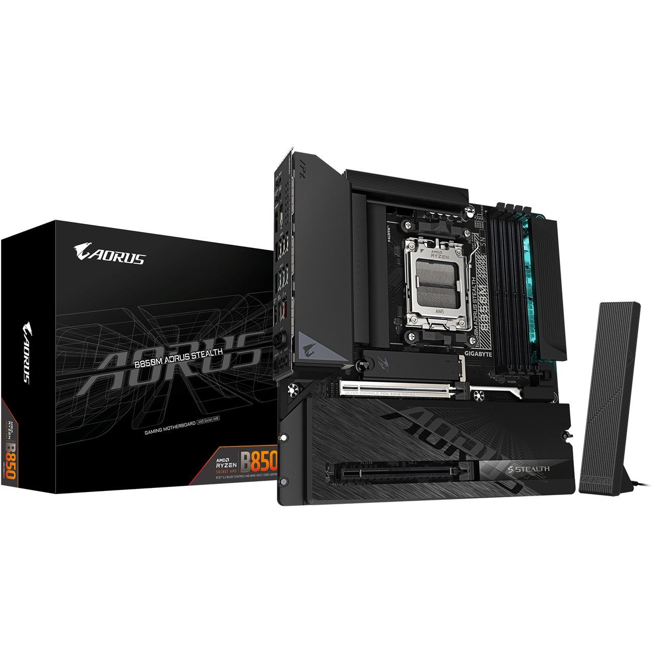 Gigabyte B850M AORUS STEALTH uATX / AM5 / B850 / 4xDDR5 / 4x SATA, 3x M.2