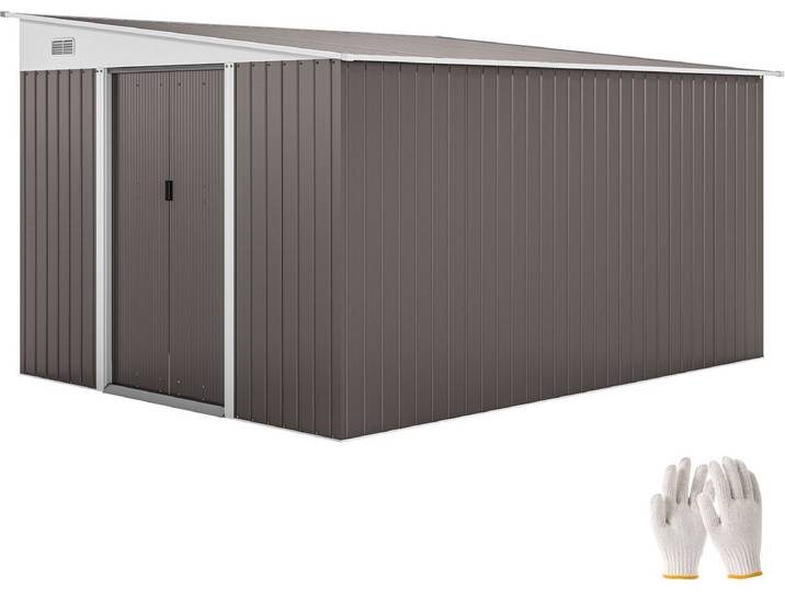 Outsunny - Tuinhuis - Verzinkt Staal - 280L x 345B x 201H cm - Grijs