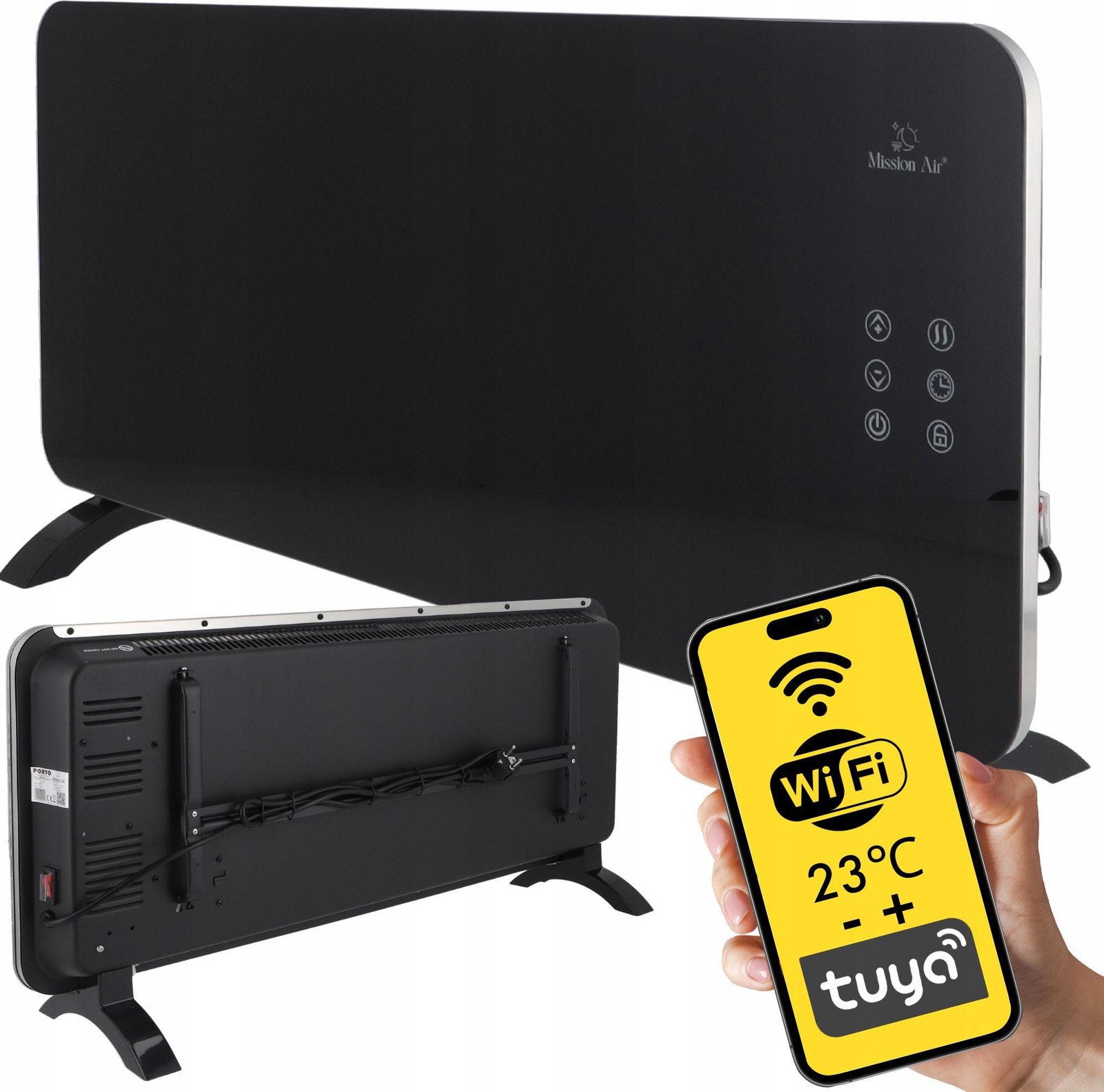 Mission Air Convectorverwarming PORTO WiFi, 2000 W, zwart