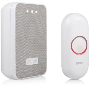 Byron Türklingel DBY-22321, LED-Blinken, 150m Funk, Set, IP44 Spritzwasserschutz, 16 Melodien, mit Batterie