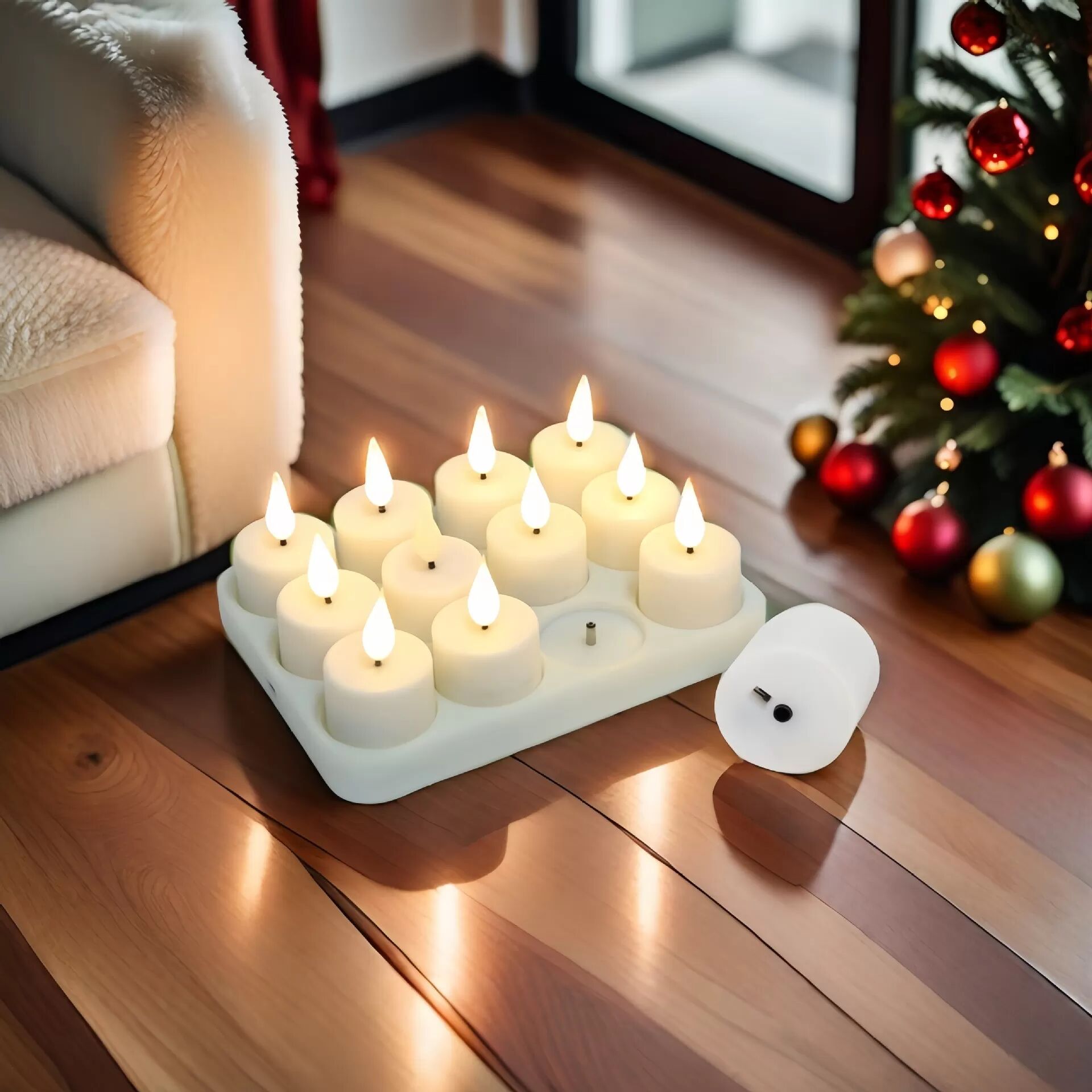 INF Wiederaufladbare LED-Kerzen mit magnetischer Ladestation - 12er Pack