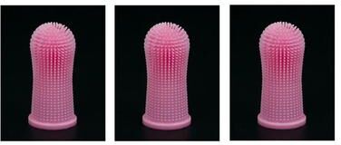 Inspired Living 360 Silicone Pet Finger Toothbrush For Dogs & Cats Dental Care 3pcs Pink