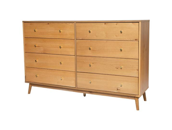 Livetastic Kommode, Natur, Holz, Eiche, furniert, massiv, 8 Schublade(n) Schubladen, 160x99x40 cm, Holzmöbel, Kleinmöbel Holz, Holzkommoden