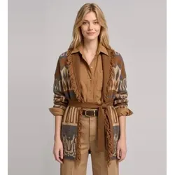 PennyBlack für Damen. 2621346073200 Fransen-Cardigan Harmonisches Braun (S), Lässig, Wolle, Langarm