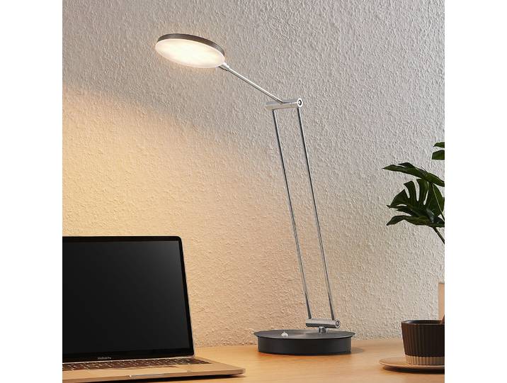 Ensley LED Tischleuchte Anthracite - Lucande - Wohnzimmer - Modern - Metall - Mit Schirm