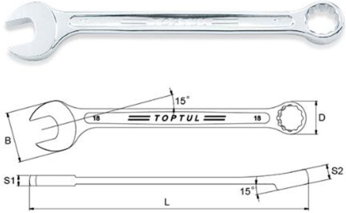 Schraubenschlüssel, Maulschlüssel TOPTUL 12 mm