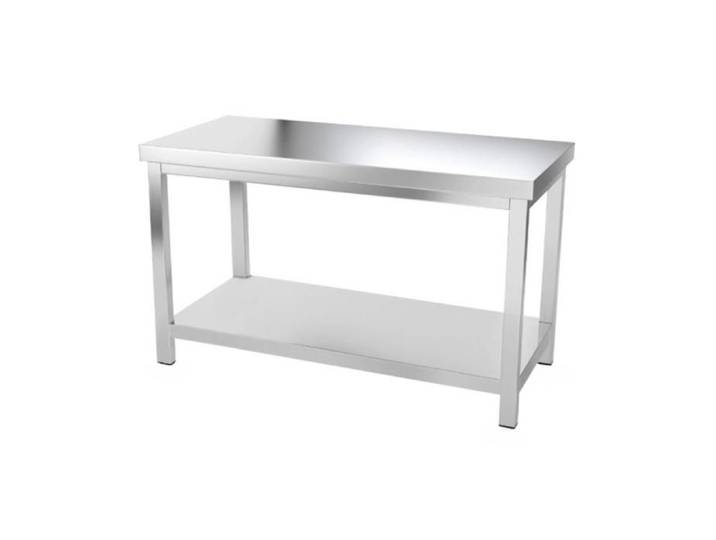 Table inox professionnelle - Centrale 1400 x 600 mm - Acier inox 0 8 mm - Étagère basse - Charge 150 kg