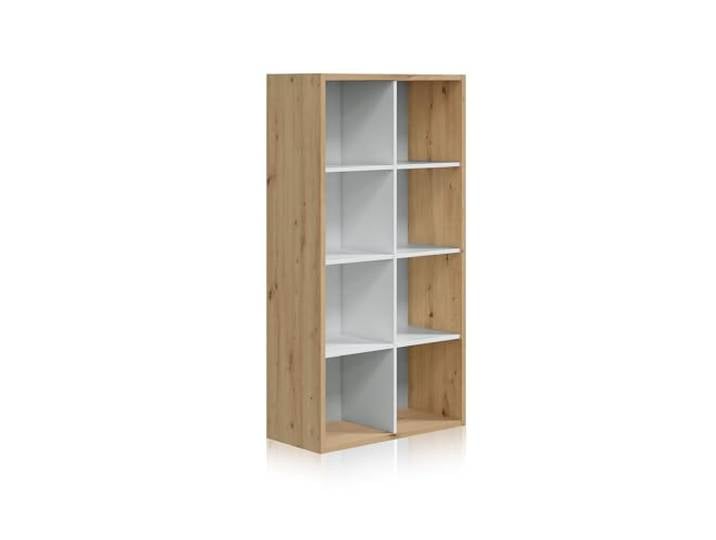 Habitdesign Modèle Noa\, Bibliothèque (étagères/Cubes de Rangement)\, Finition chêne « Nodi » et Blanc « Artik »\, Dimensions : 137 x 71\,5 x 33 cm (H x l x P).