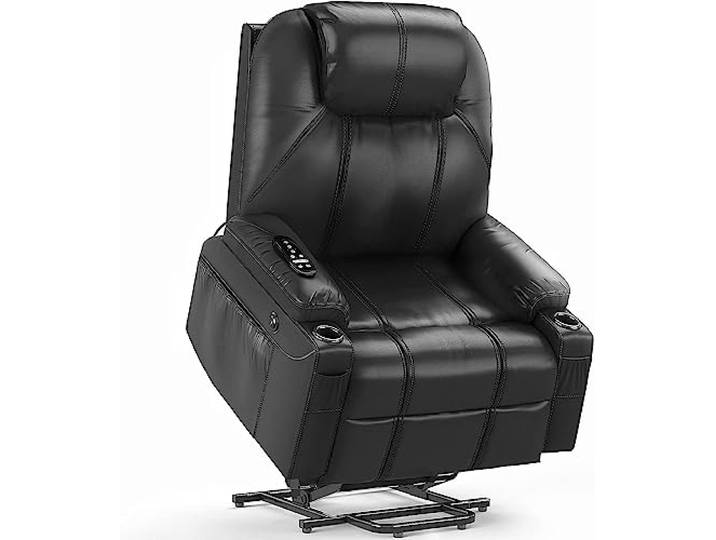 YONISEE Elektrisch Aufstehhilfe Fernsehsessel Verstellbar Relaxsessel, Heizung Vibration Massage Sessel f¨¹r Senioren Relaxliege Home Wohnzimmer Kinosessel, USB-Anschl¨¹sse, bis 150 kg, Schwarz