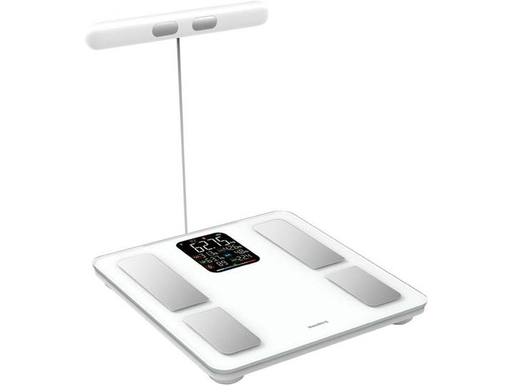 Personenwaage mit Handsensoren & digitalem Farbdisplay, weiss