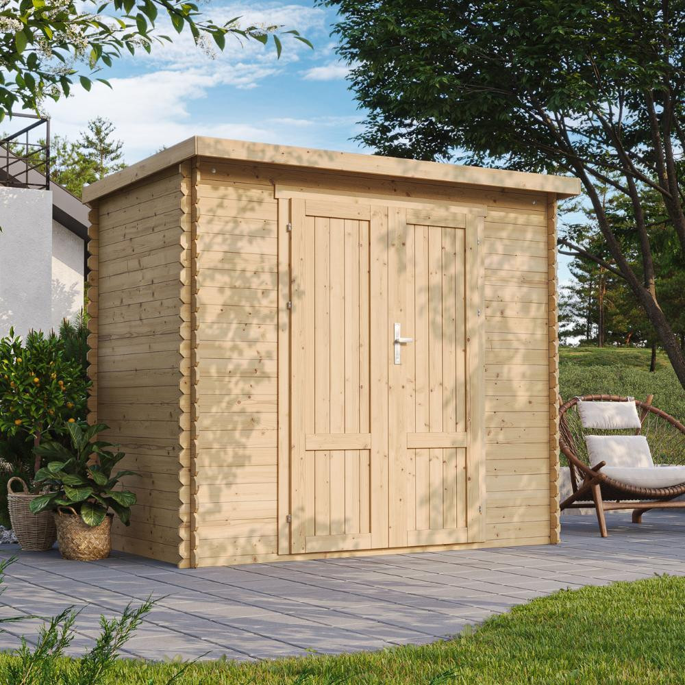 TIMBELA Houten tuinhuis model M310F1+M310G met ramen en geïmpregneerde vloer, 2,63 m²