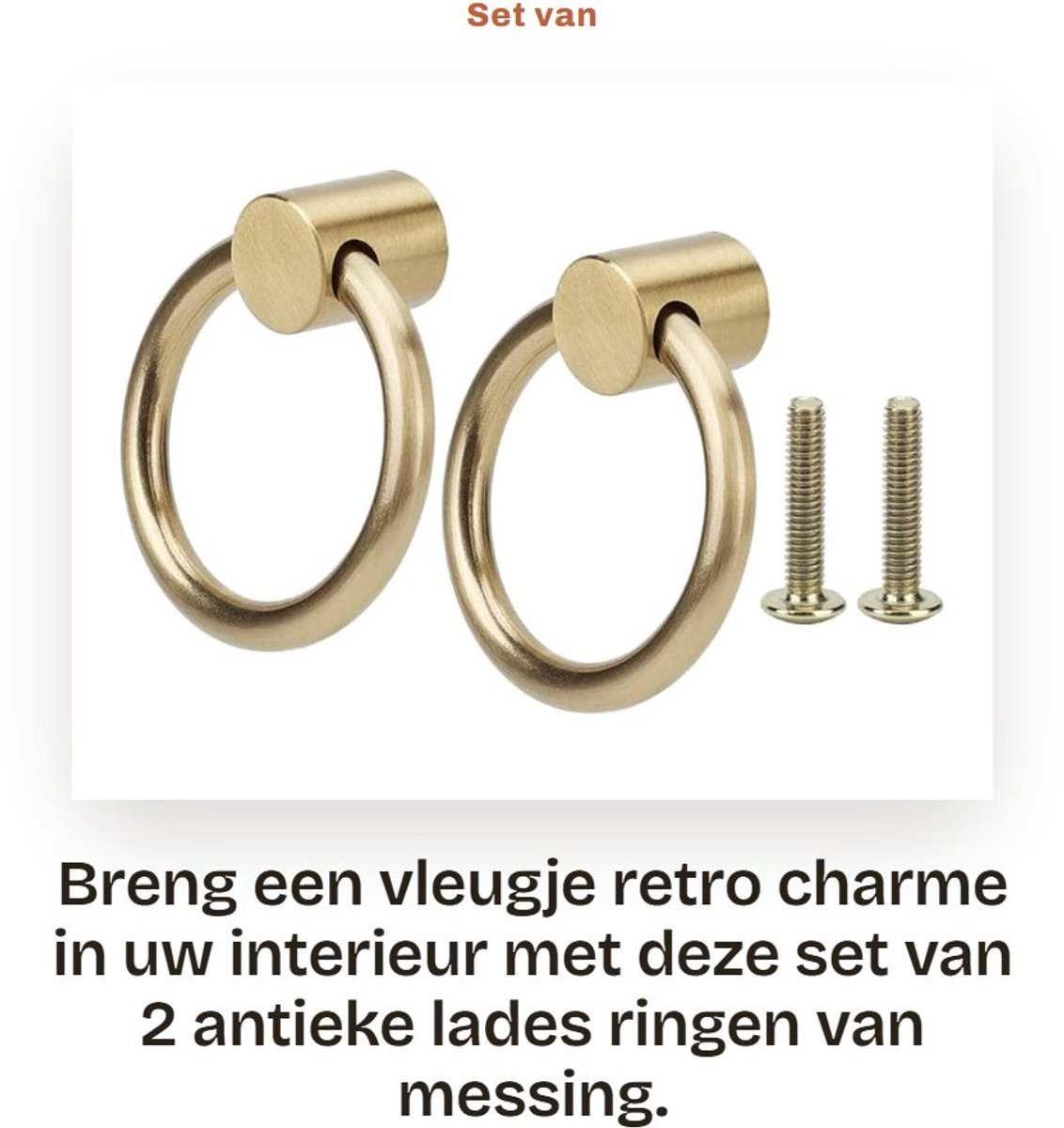 Set van 2 antieke messing laderingen voor vintage meubels