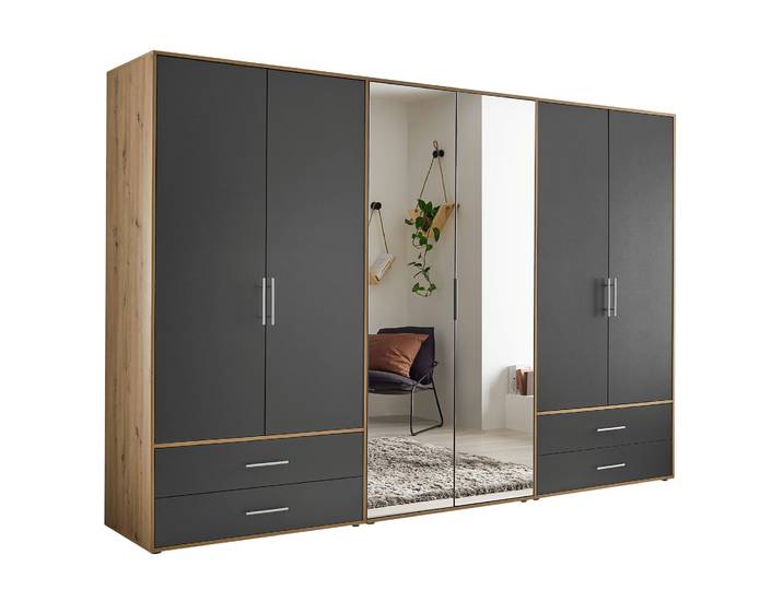 Drehtürenschrank - Artisan Eiche - graphit - 305 cm