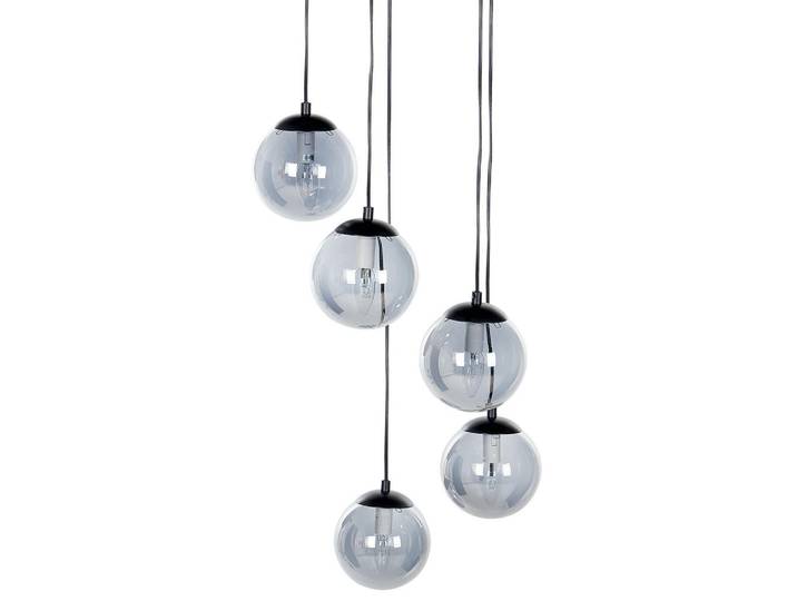 Beliani Hängeleuchte Schwarz Noel, Schwarz, Transparent, Glas, E14, 35x143x35 cm, Lampen & Leuchten, Innenbeleuchtung, Hängeleuchten, Pendelleuchten