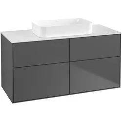Villeroy & Boch Waschbeckenunterschrank Finion F67100GK, Anthracite Matt Lacquer, 1200x603x501 mm, 4 Auszüge mit SoftClosing und Push-to-open, für definierte Aufsatzwaschbecken