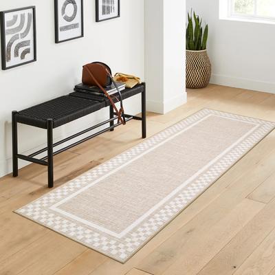 Garvee Modern Checked Border Foldable Area Rug
