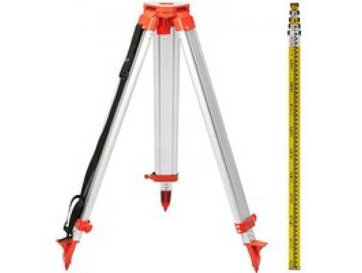 VEVOR Kit de Trépied et Mire pour Niveau Laser Rotatif, Léger Universel Trépied + Règle pour Laser Ligne, 165 cm Ouvert 104 cm Fermé Trépied en Aluminium, 5 m Mire Aluminium Télescopique Construction
